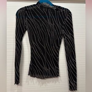 Black and silver zebra print long sleeve top